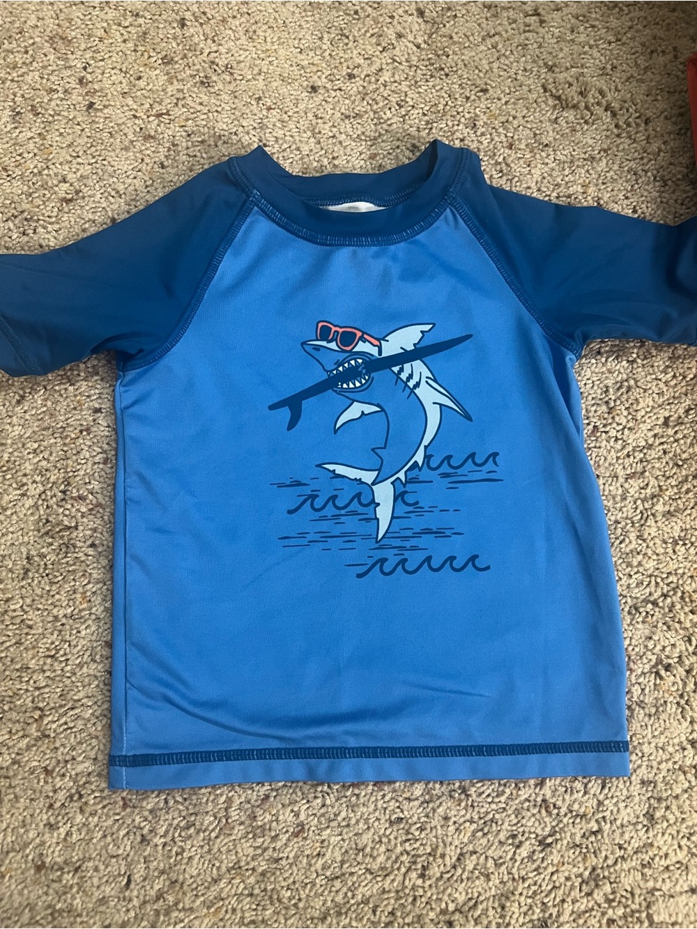 Wonder Nation Blue Shark Rash Guard Swim Shirt